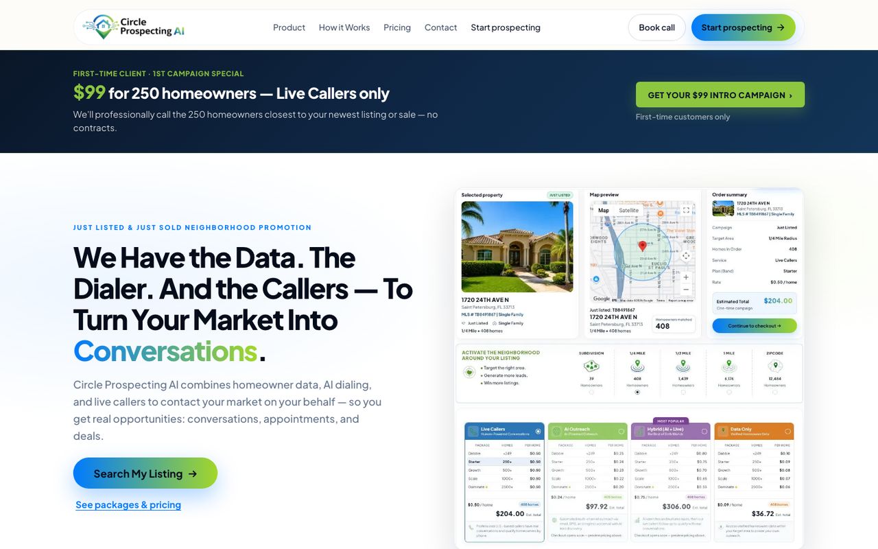 The Circle Prospecting AI website